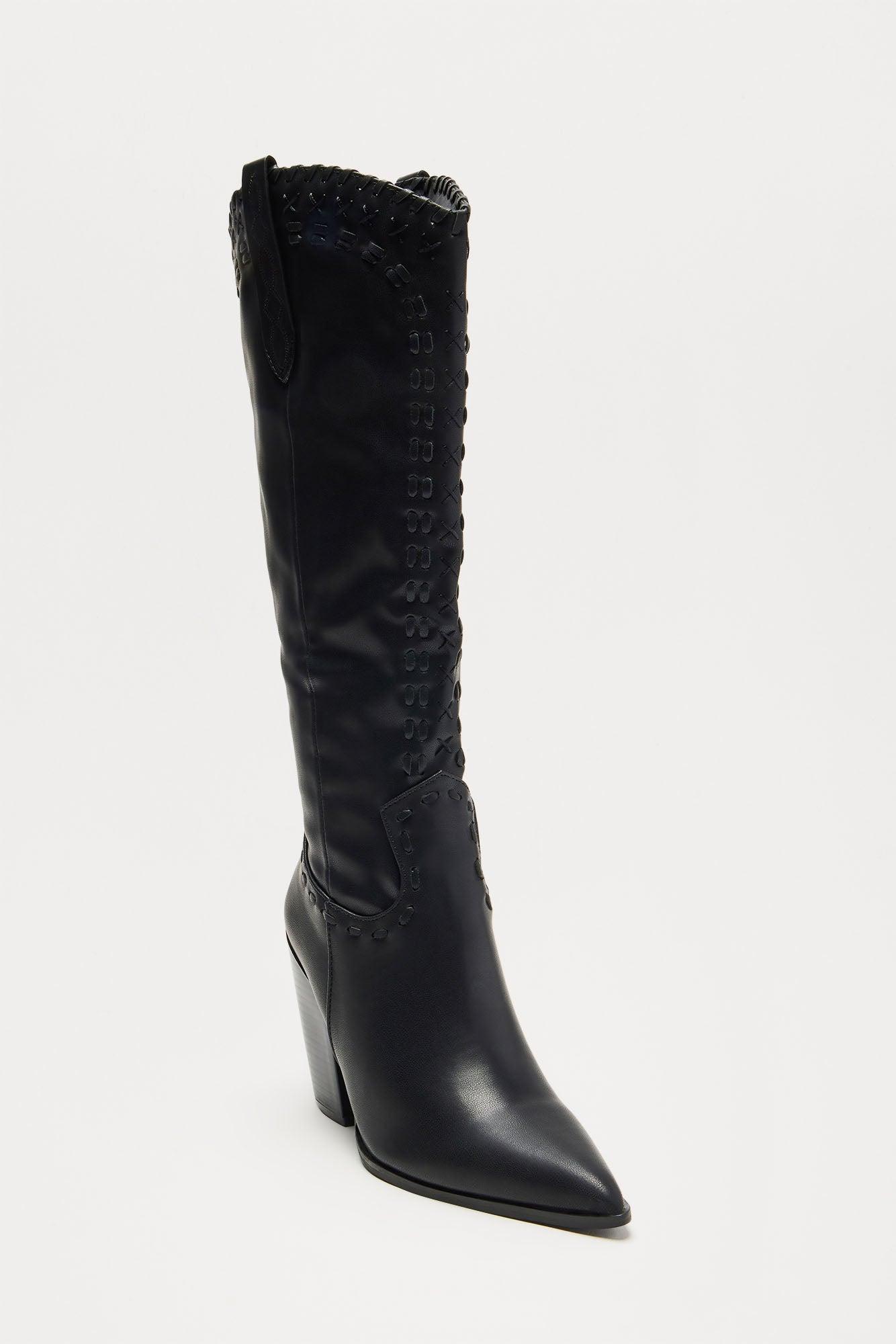 Austin Knee High Cowboy Boots - Black Product Image