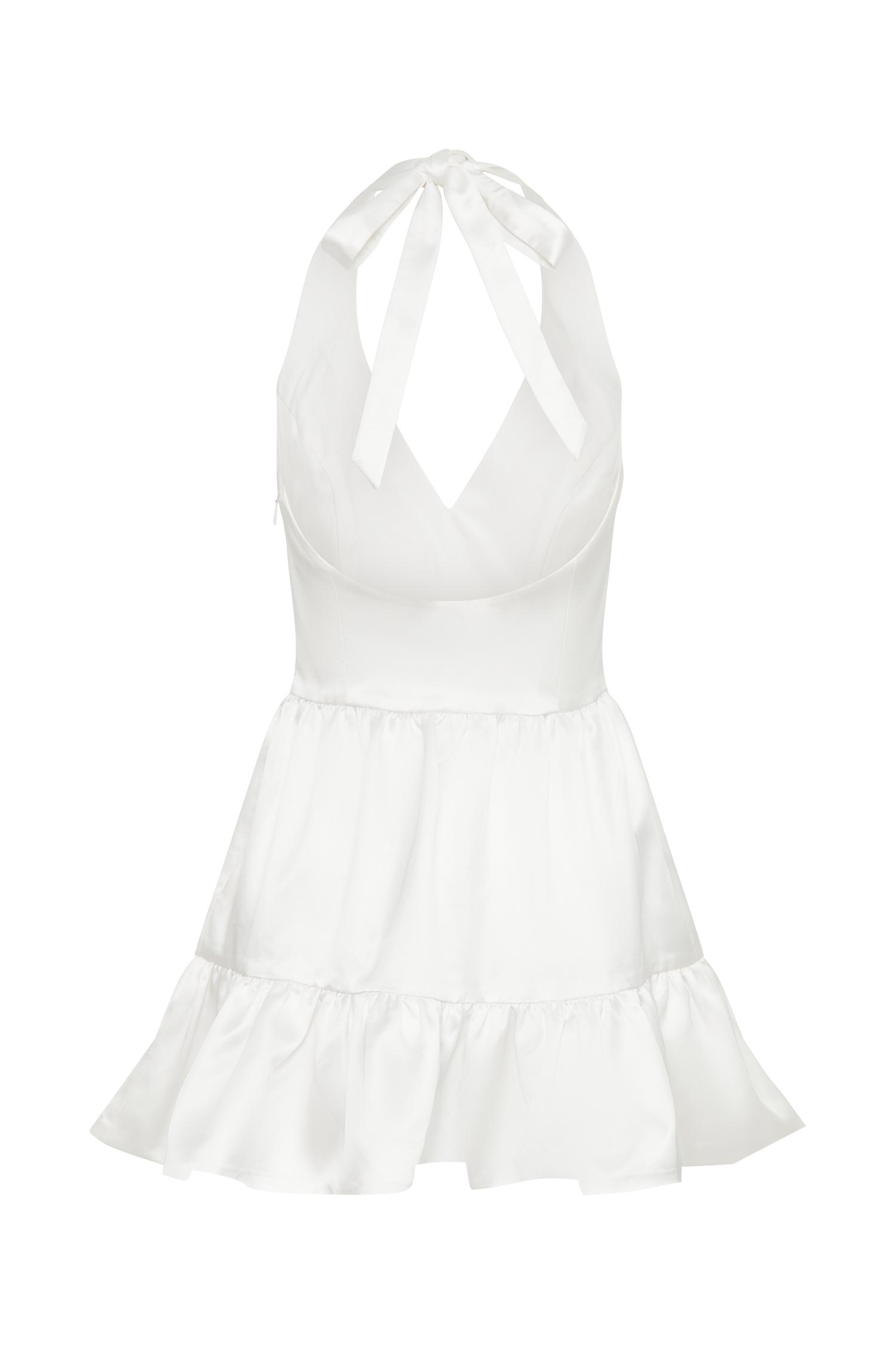 Holly Satin Structured Halter Mini Dress - White Product Image