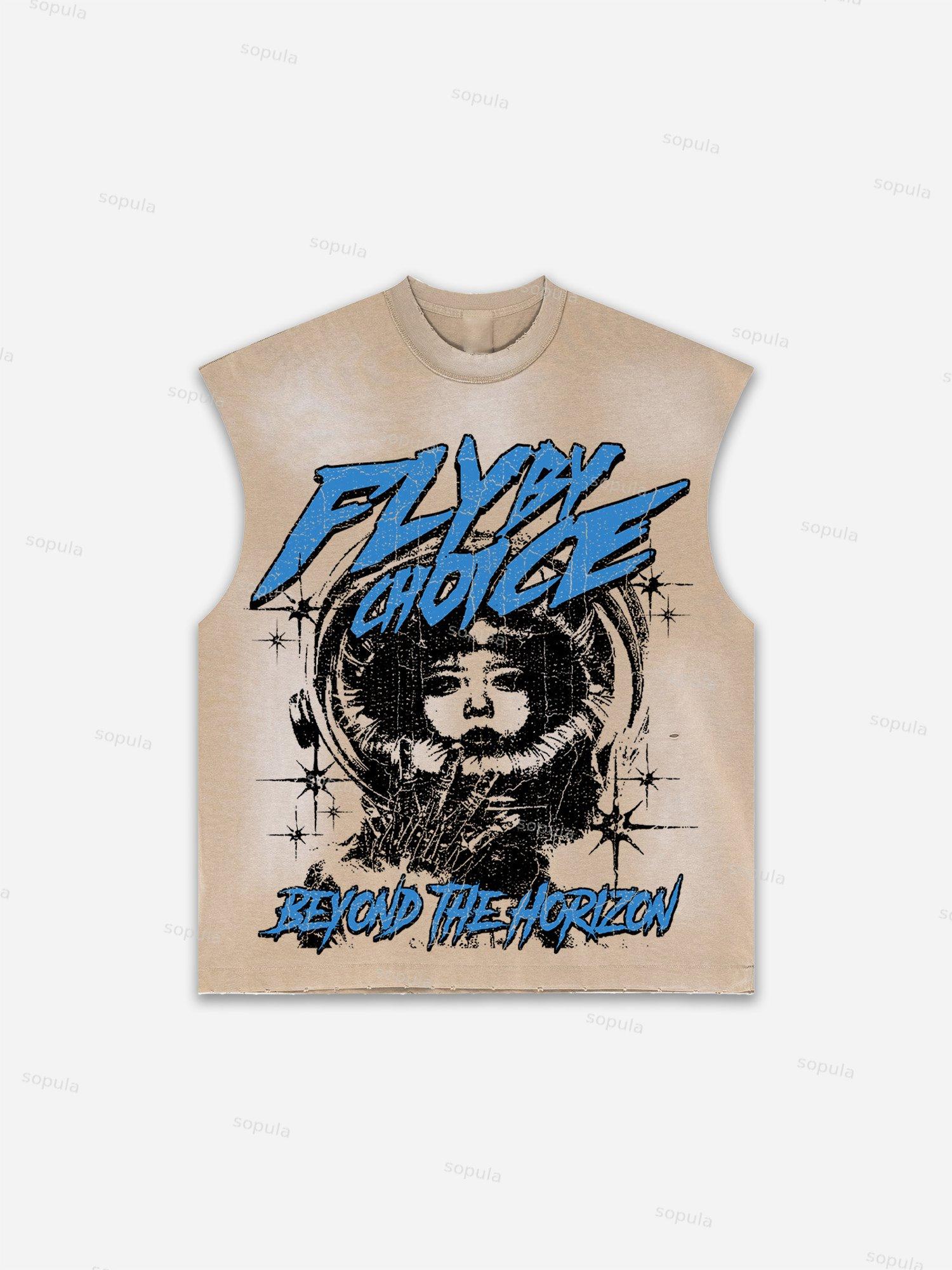 Fly By Choice Print Distressed Tank Top Product Image