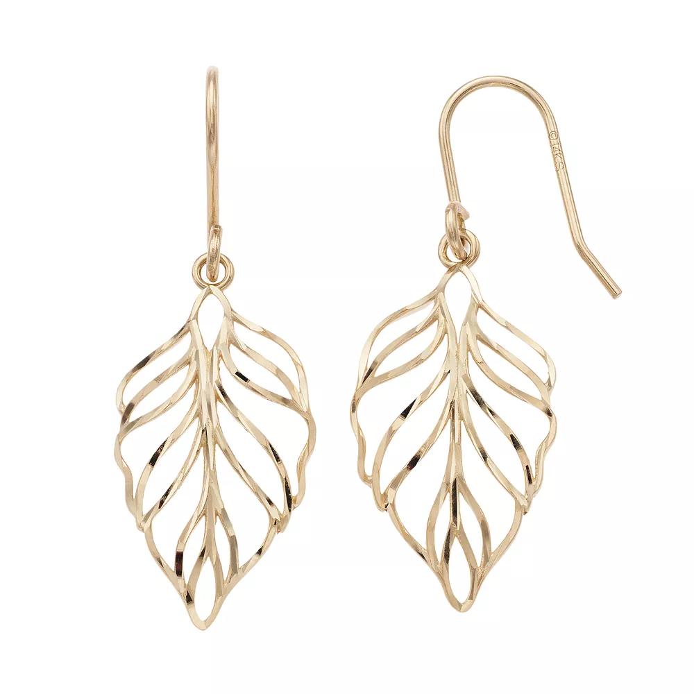 Forever 14K Openwork Leaf Drop Earrings, Women's, 14k Gold Product Image