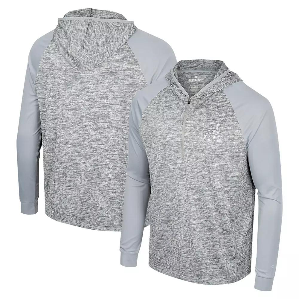 Men's Colosseum Gray Appalachian State Mountaineers Cybernetic Raglan Quarter-Zip Hooded Top,  Product Image