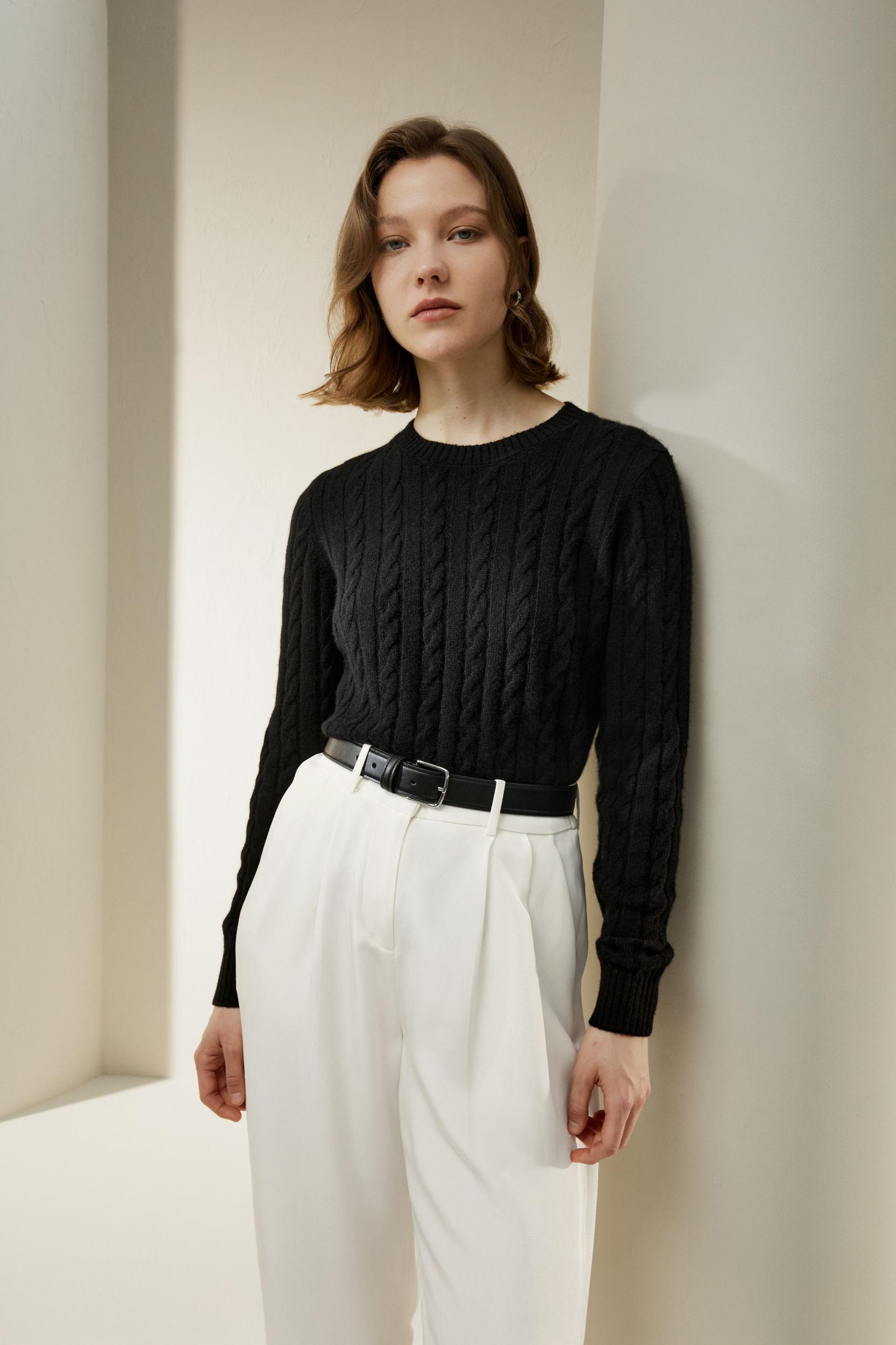 LILYSILK Woolen Pullover - for Women - Camel Cashmere-Wool Blend - Comfortable Ribbed Edges Sweater L Product Image