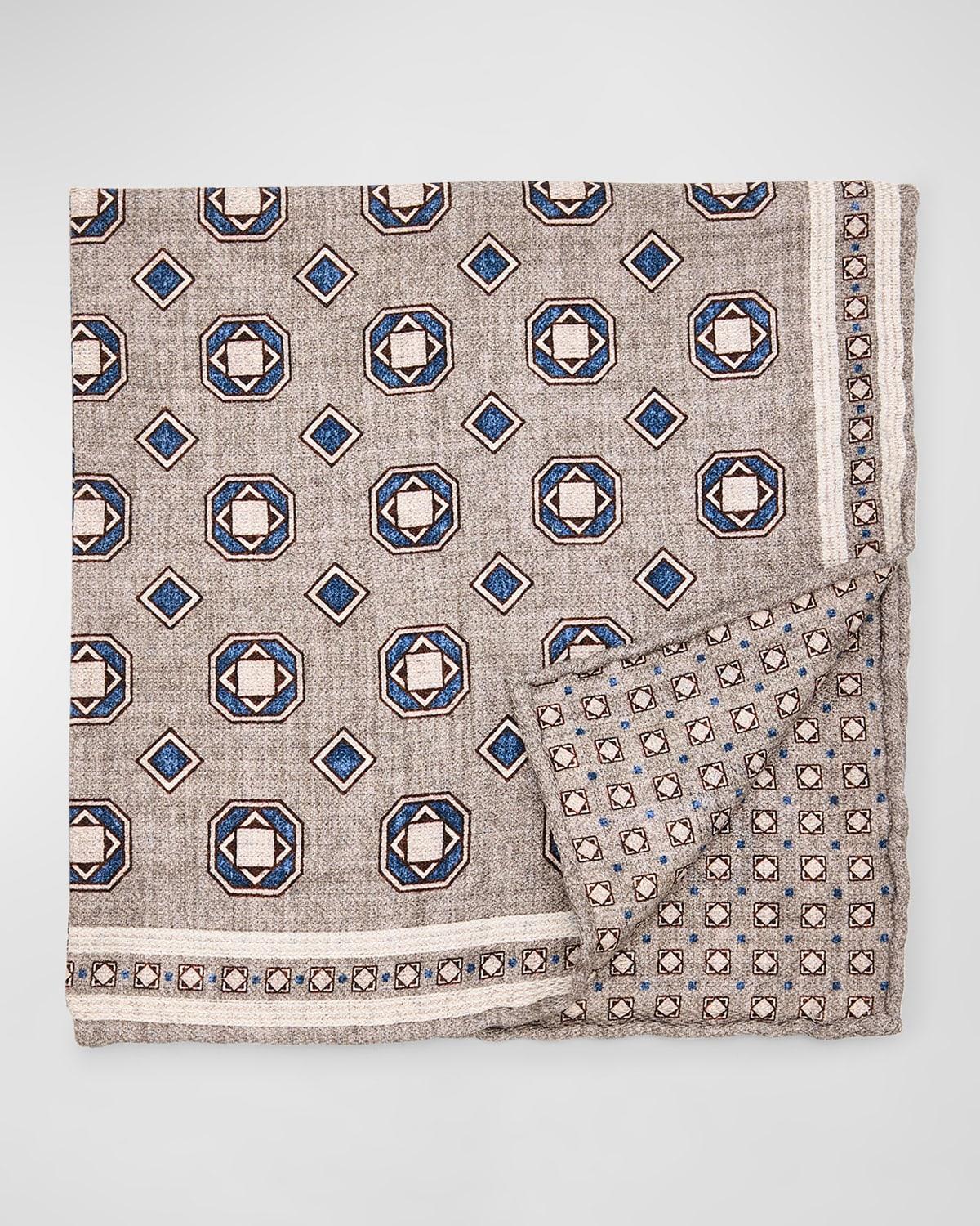 Mens Silk Geometric Pocket Square Product Image