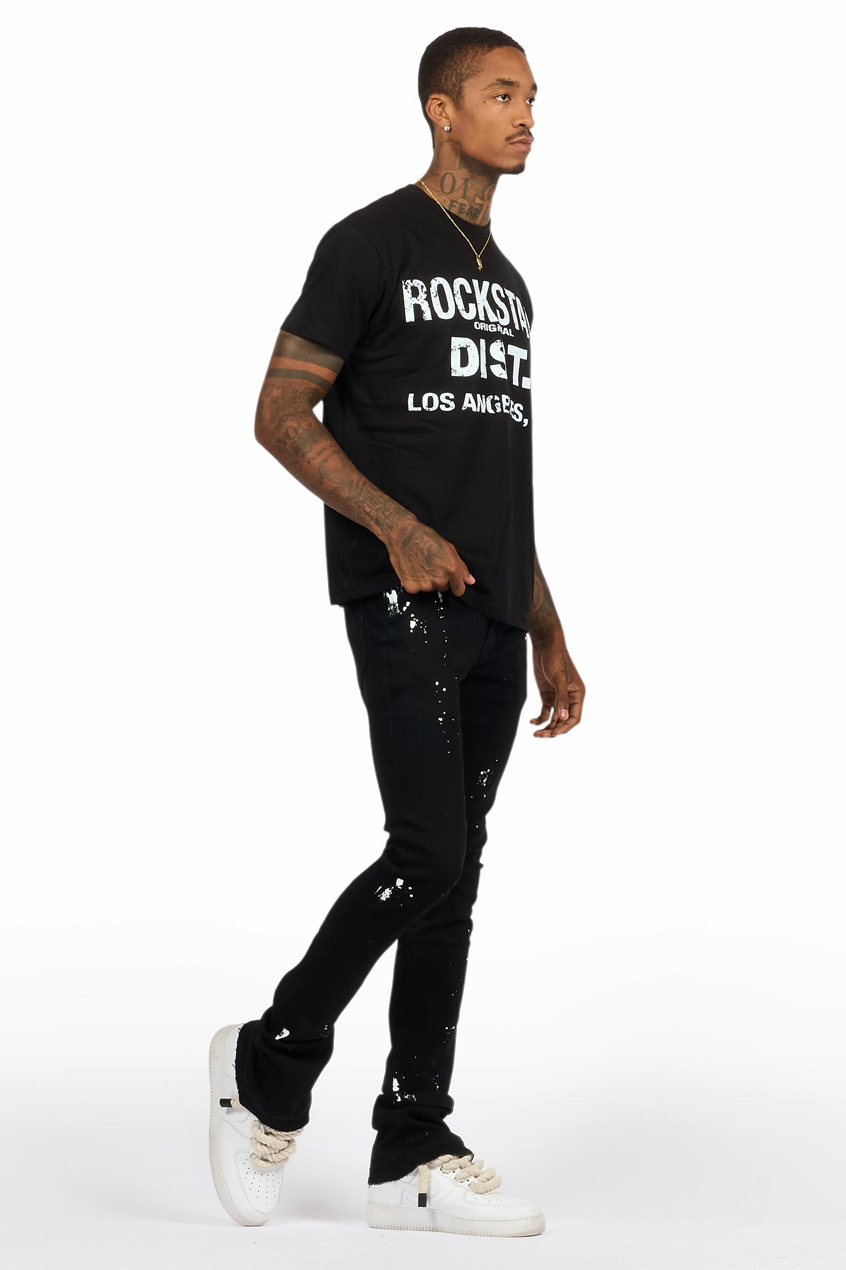 Lake Black/White T-Shirt/Dag Stacked Flare Jean Set Male Product Image