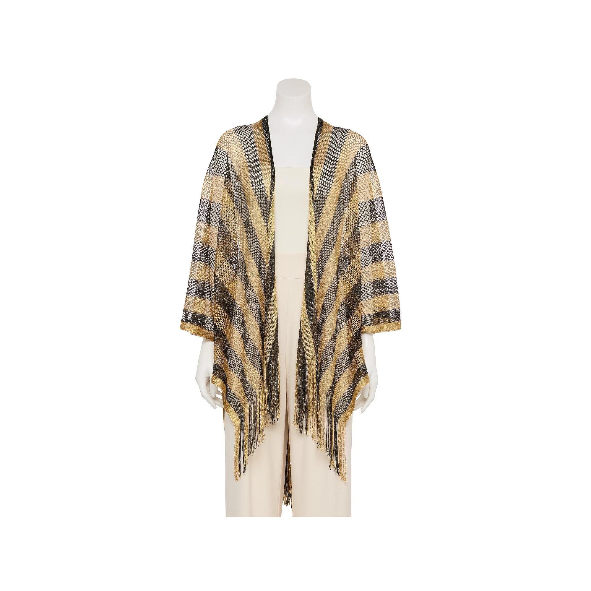 Women's CHARLOTTE DANIEL Metallic Large Stripped Kimono, Black Product Image