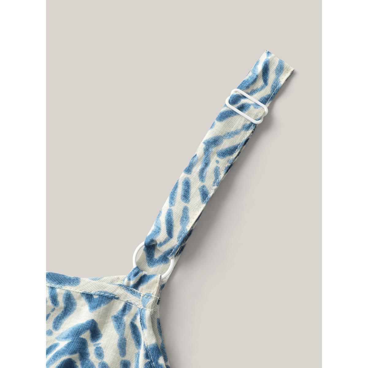 Plus Size Wavy Print Cami Flowy Maxi Dress Mediumblue Women Boho V-neck Sleeveless Curvy BloomChic 12/L Product Image