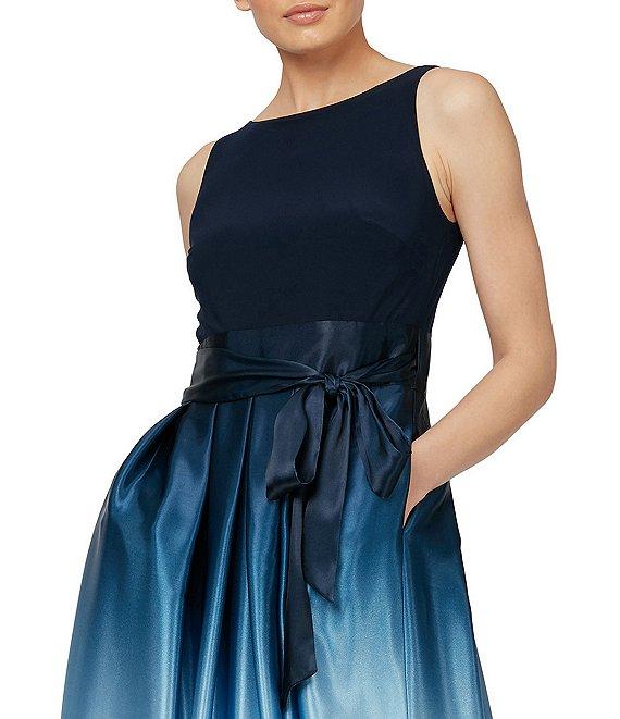 Ignite Evenings Sleeveless Round Neck Ombre Skirt Tie Waist Gown Product Image