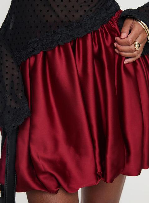 Rubee Bubble Hem Mini Skirt Red Product Image