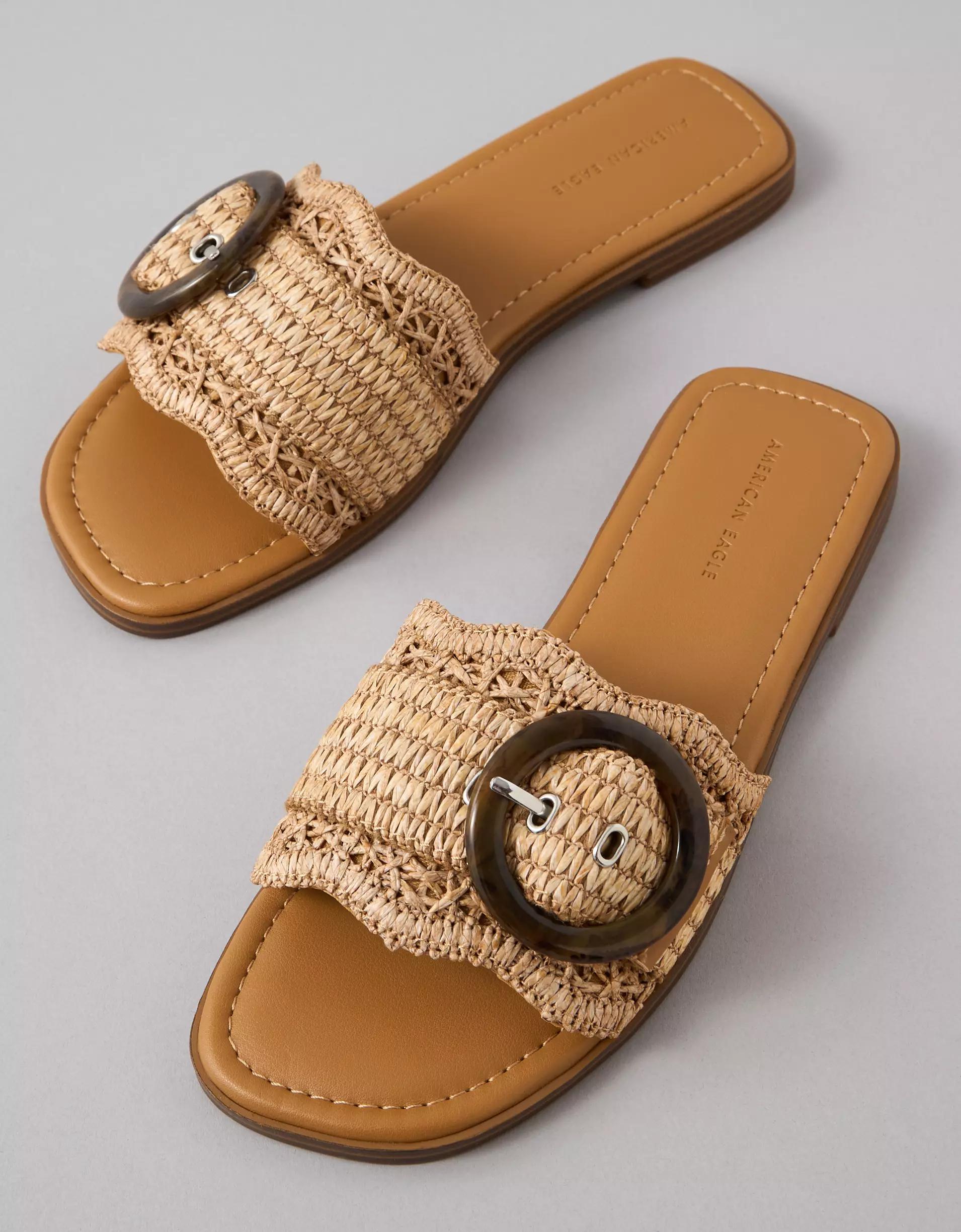 AE Raffia Buckle Slide Sandal Product Image