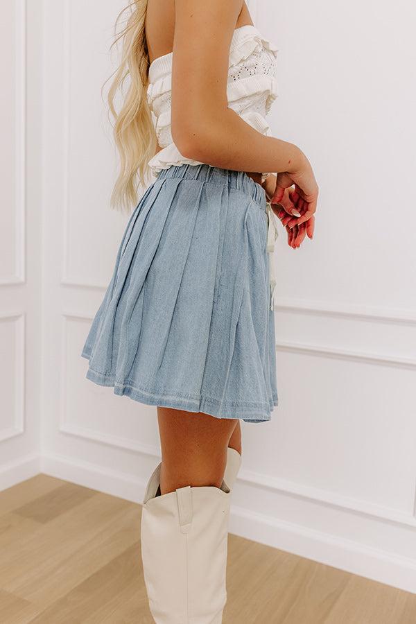 The Gabriela High Waist Denim Skort in Light Wash Product Image