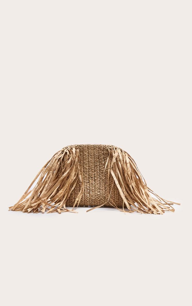  Camel Slouchy Raffia Fringe Clutch Product Image