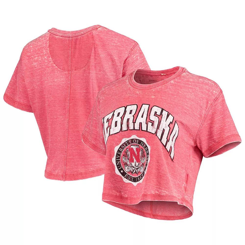Women's Pressbox Red Nebraska Huskers Edith Vintage Burnout Crop T-Shirt, Size: XL Product Image