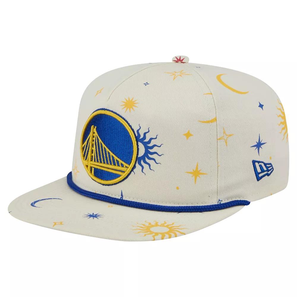 Men's New Era Cream Golden State Warriors Lunar Golfer Snapback Hat, Beige Product Image