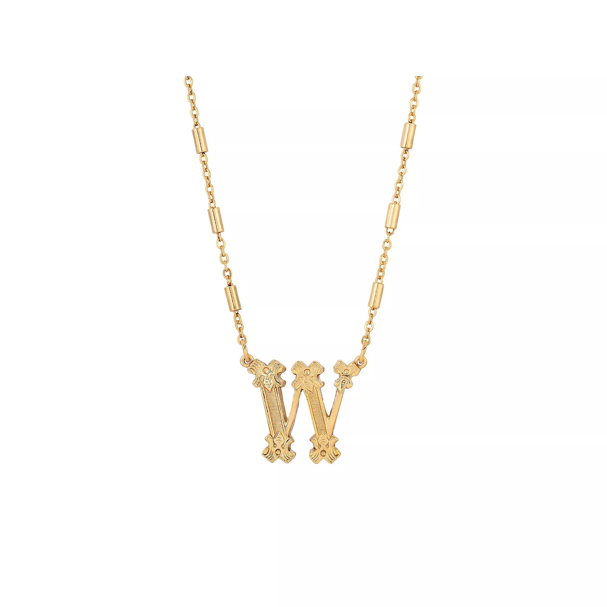 1928 Gold Tone Initial Necklace, Womens, Yellow W Product Image