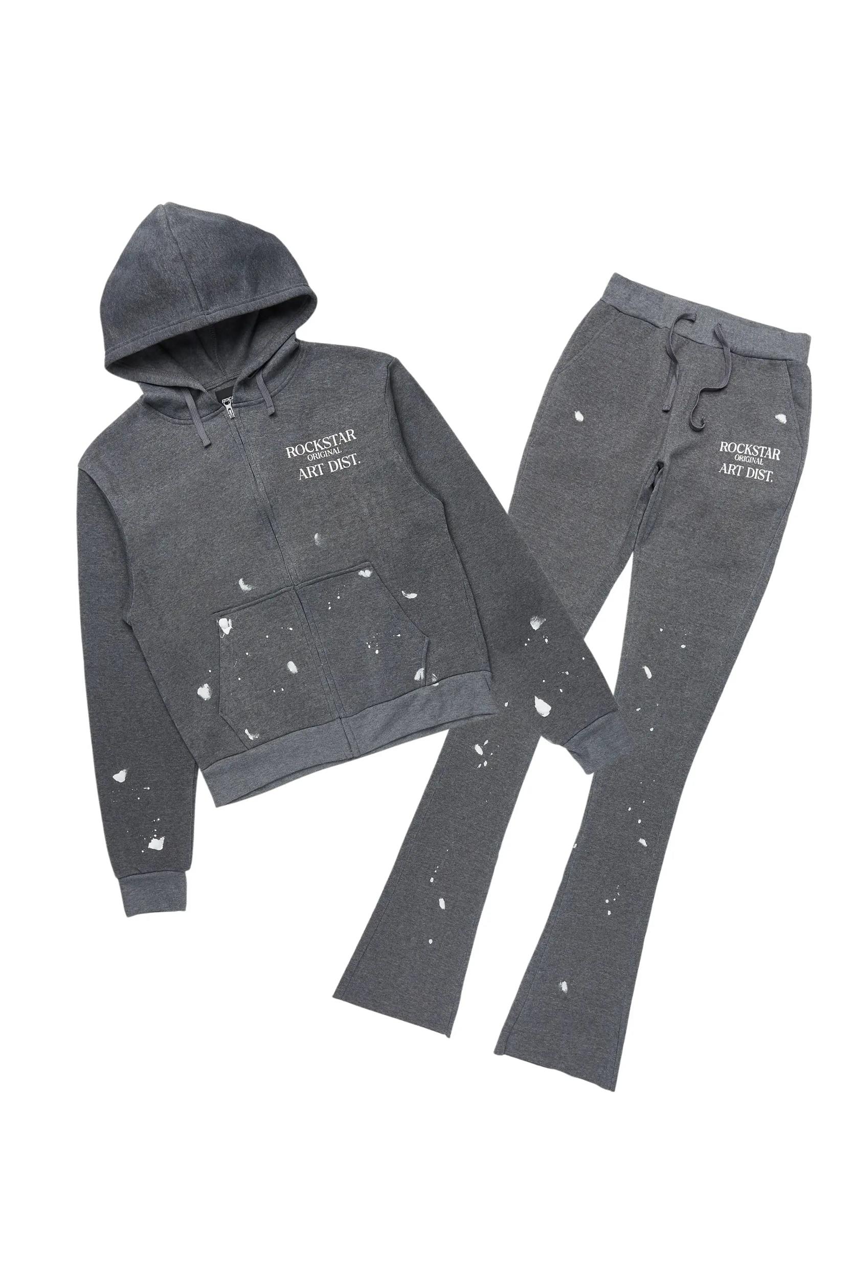 Tanazia Heather Grey Zip Up Super Stacked Trackset Female Product Image