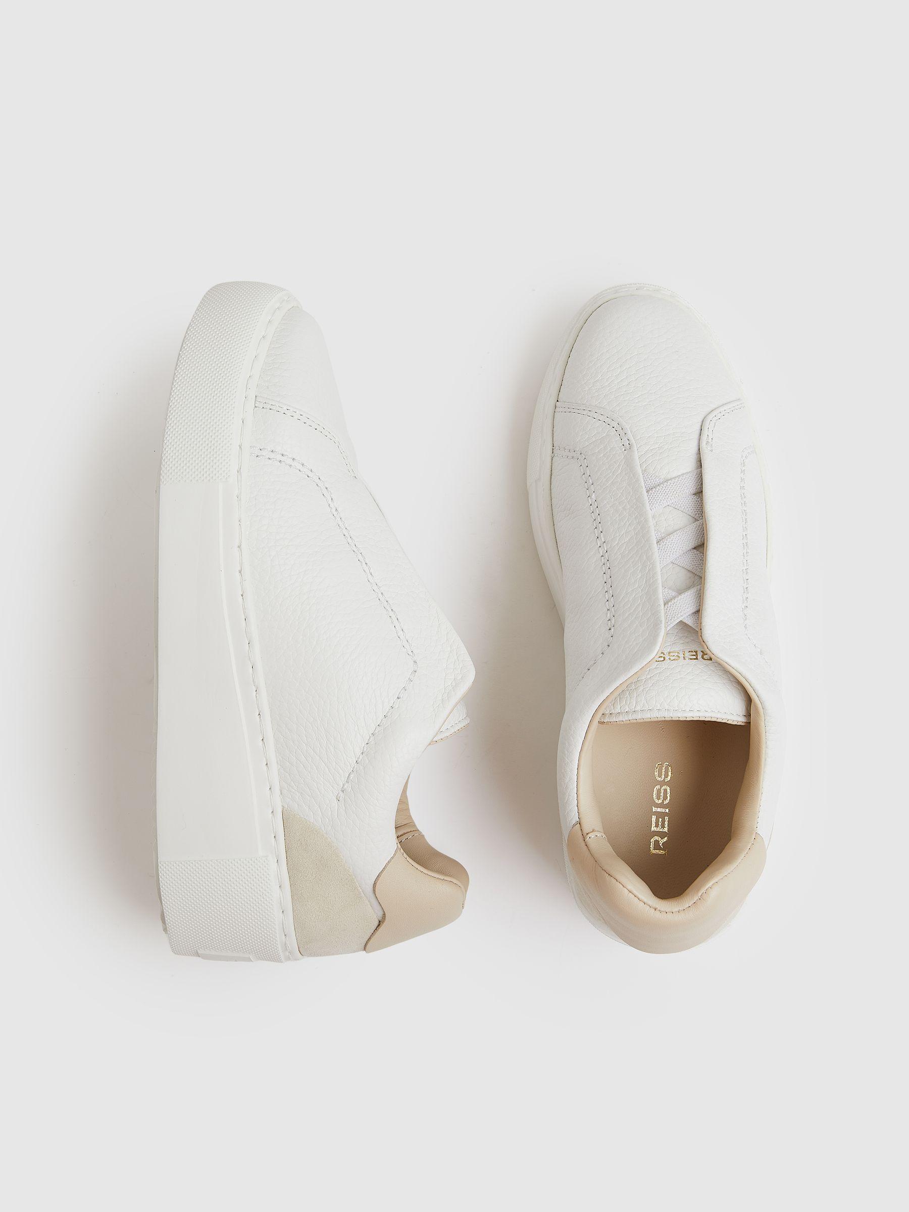Leather Slip-On Trainers in White Product Image