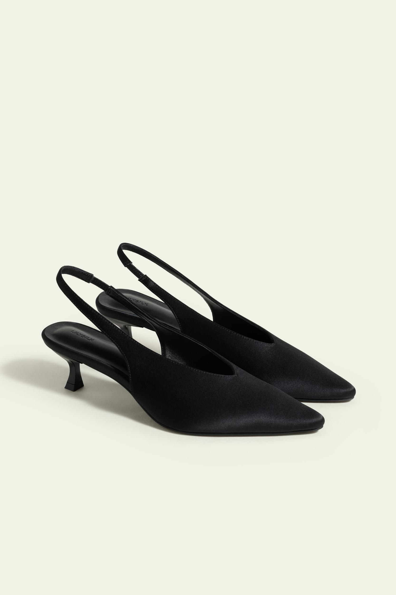 Silk charmeuse Pointed-Toe Slingback Heel Product Image
