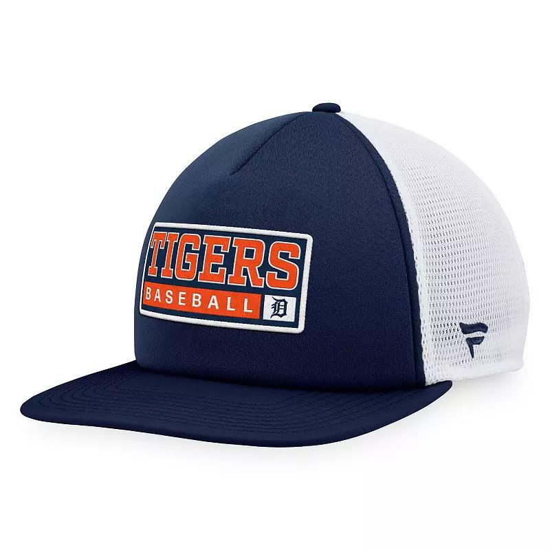 Men's Majestic Navy/White Detroit Tigers Foam Trucker Snapback Hat, Blue Product Image
