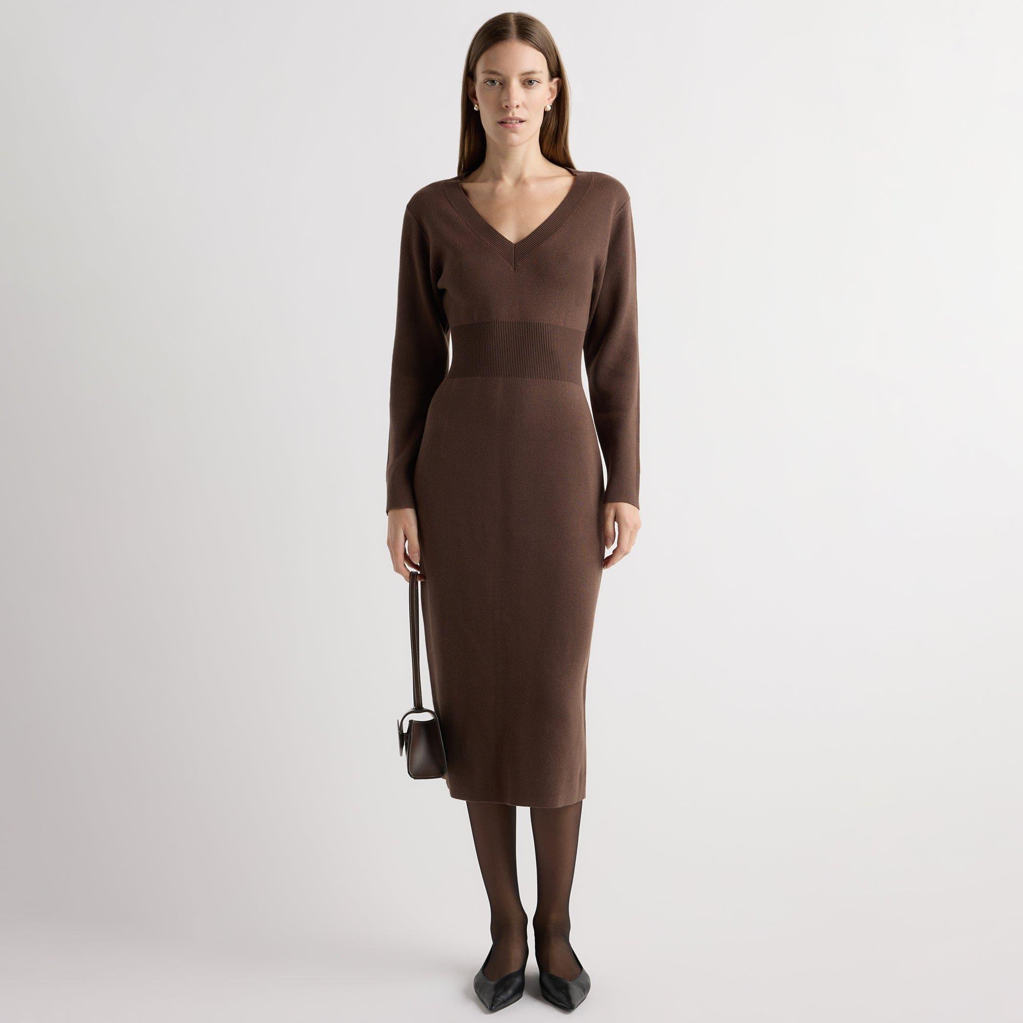 Bora Off-Shoulder V-Neck Sweater Dress Product Image