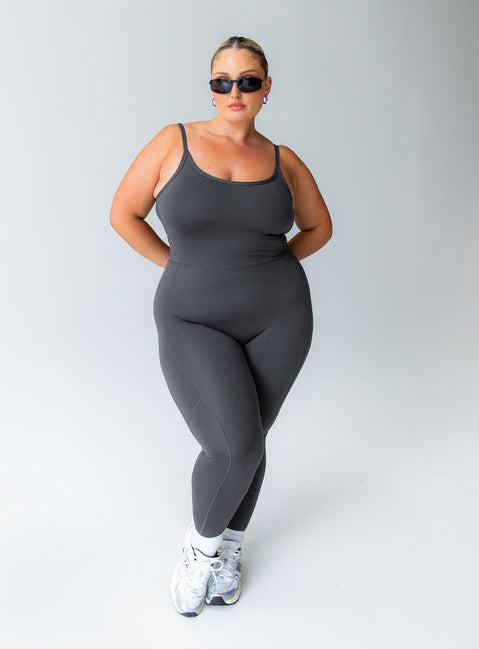 Go Getter Activewear Jumpsuit Grey Curve Product Image