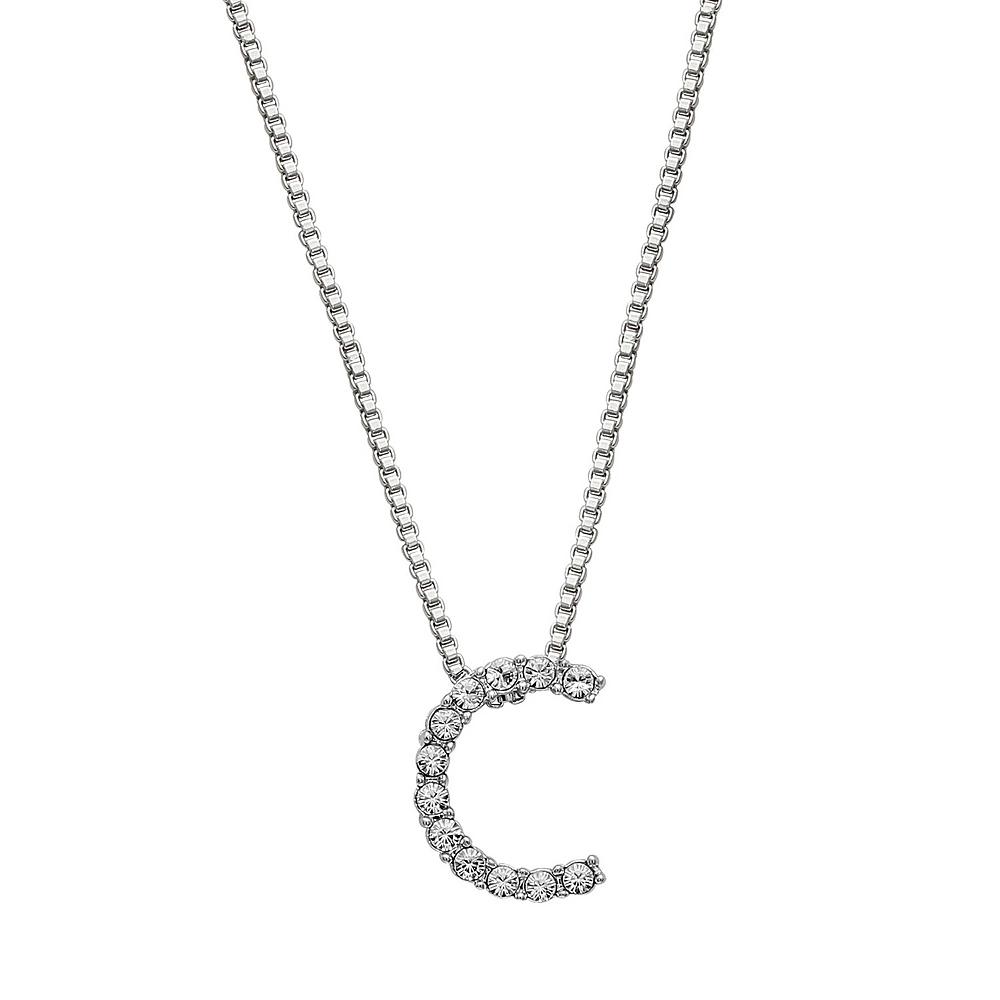 Brilliance Silver Plated Crystal Initial Pendant, Womens Silver Tone T Product Image