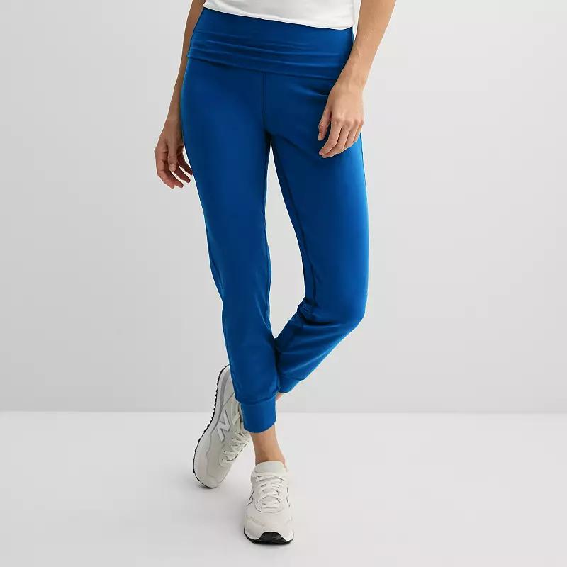 Women's Tek Gear® Essential Soft Fold Over Jogger Pants, Size: Large, Blue Crayon Product Image