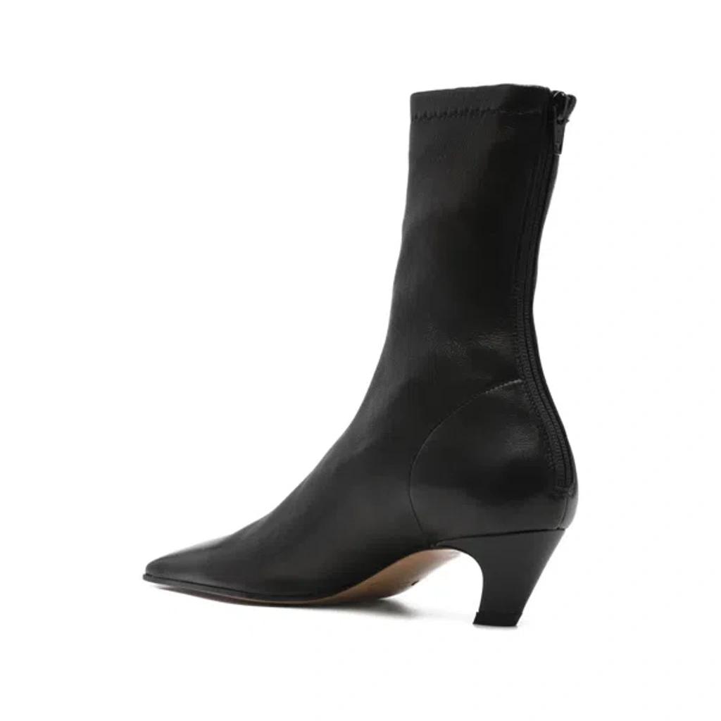 KHAITE Arizona 50 Leather Ankle Boots In Black Product Image