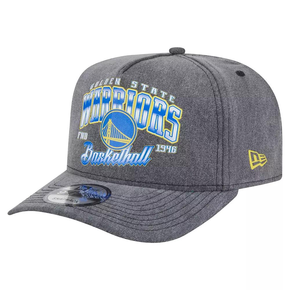 Men's New Era Charcoal Golden State Warriors Throwback Washed Pre-Curved 9FIFTY Snapback Hat Product Image