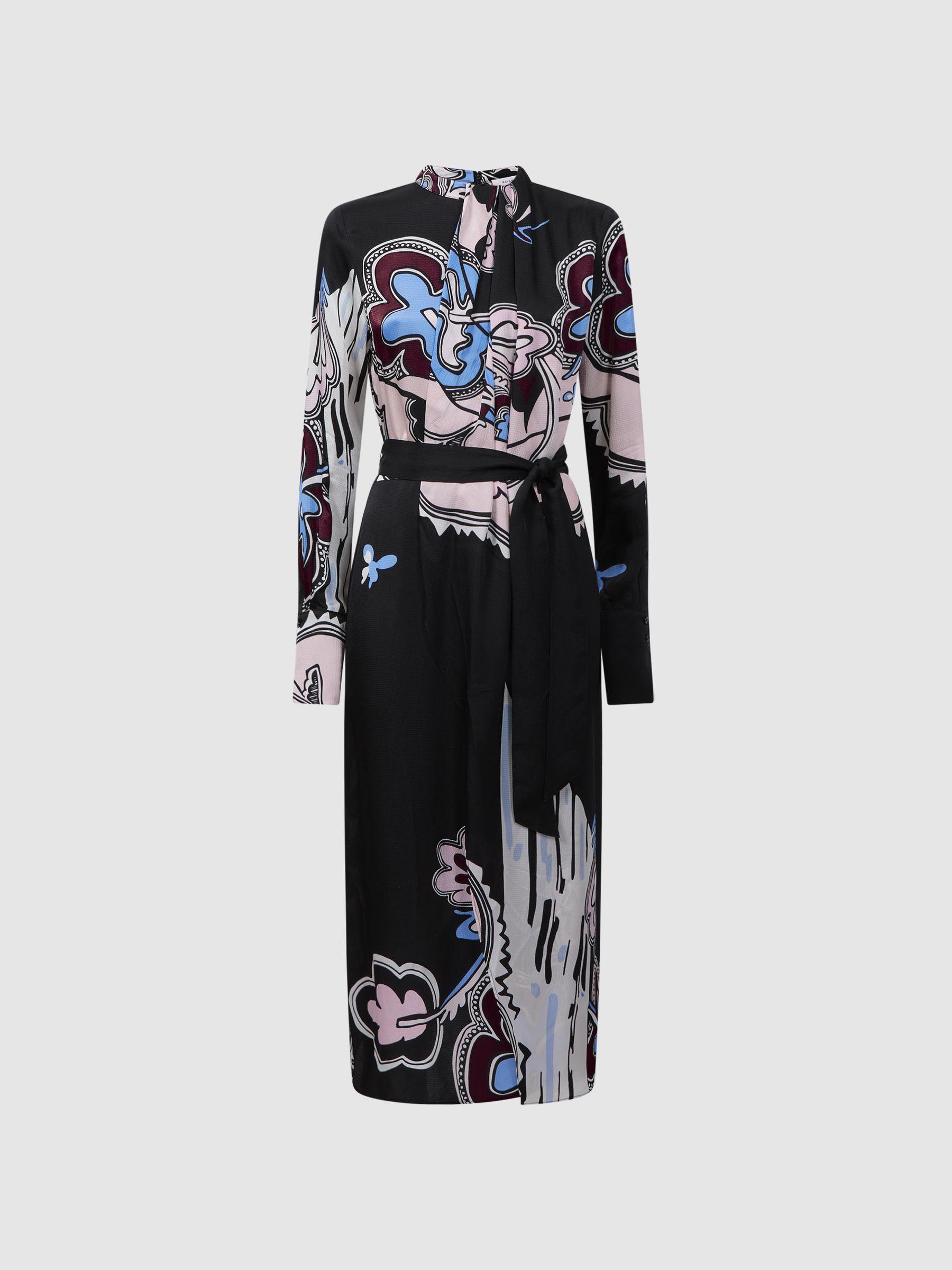 Pleat Front Midi Dress in Black Product Image