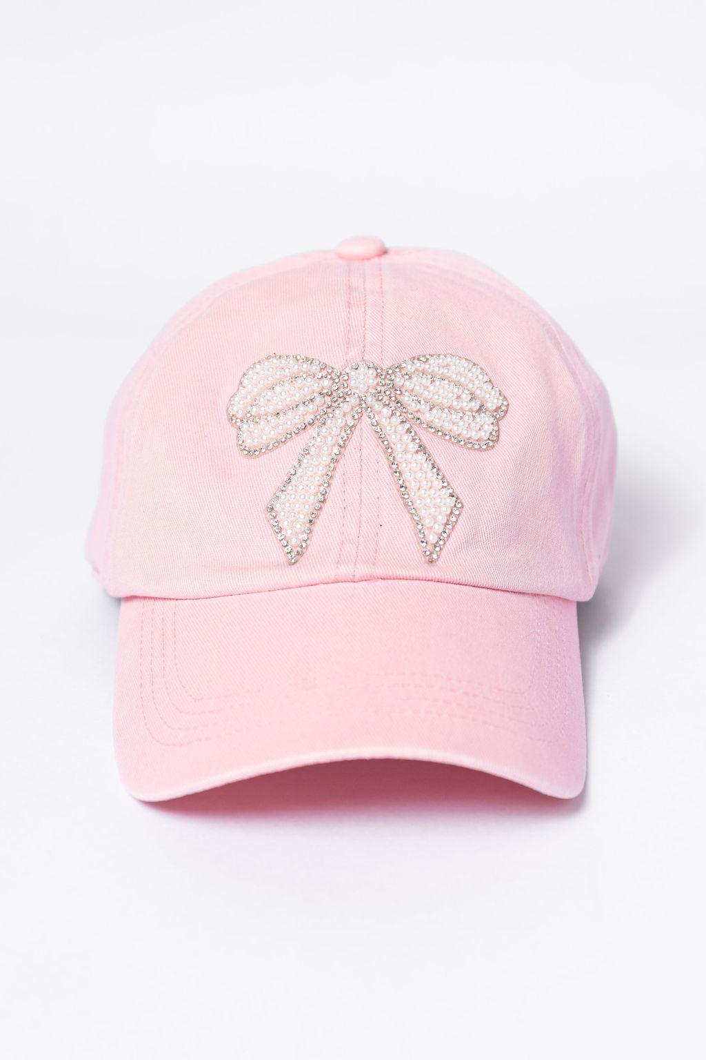 Pink Pearl Bow Hat Girls Product Image