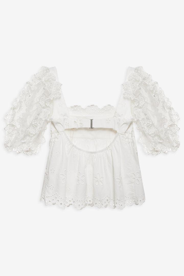 Daisy Eyelet Top — White Product Image