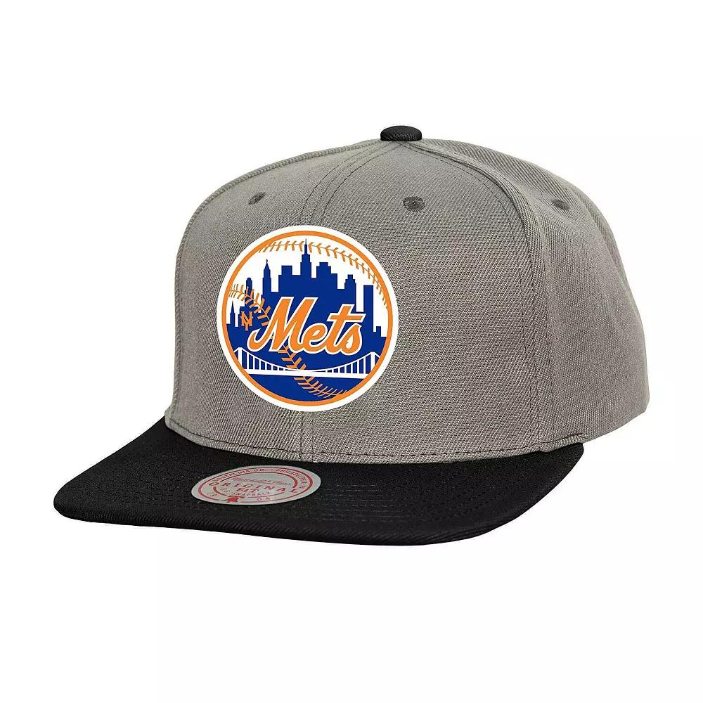 Men's Mitchell & Ness Gray New York Mets Cooperstown Collection Basic Flip Snapback Hat, Grey Product Image