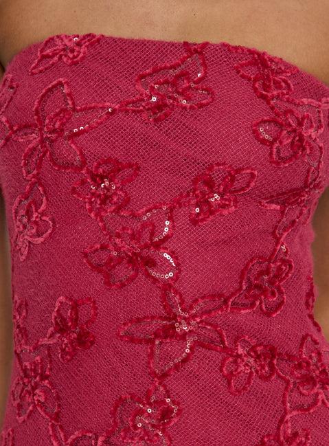 Mimosie Strapless Mini Dress Burgundy Product Image