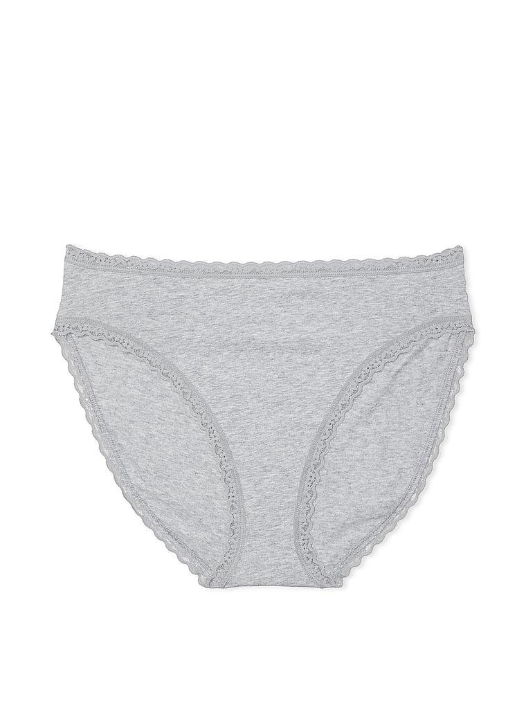 Lace-Trim Cotton High-Leg Brief Panty Product Image