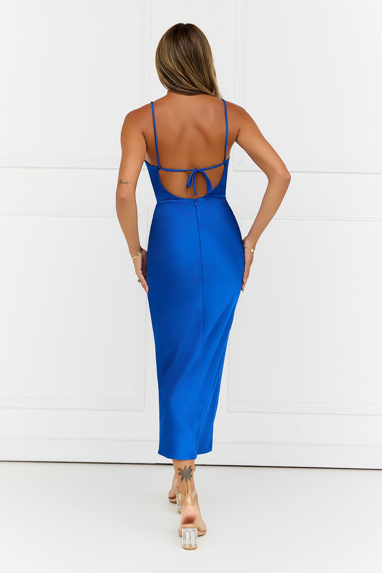 Satin Skies Midi Dress Cobalt Product Image