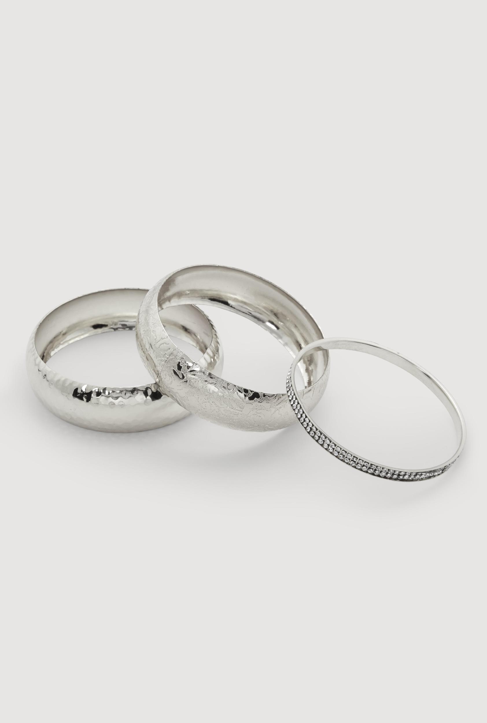 Plus Size Patterned Metallic Assorted Bangles Set of 3 Male Product Image