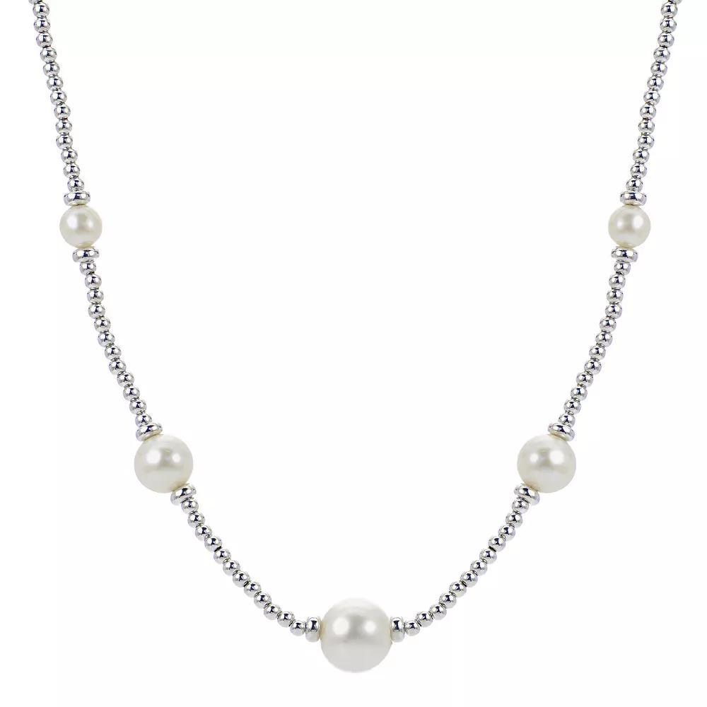 PearLustre by Imperial Freshwater Cultured Pearl & Sterling Silver Bead Station Necklace, Womens Product Image