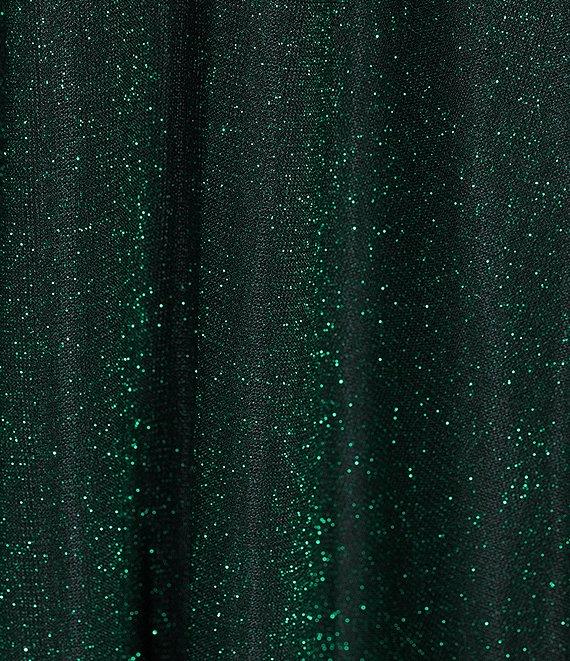 City Vibe Spaghetti Strap Glitter Lace Hi-Low Bodice Skirt Dress Product Image