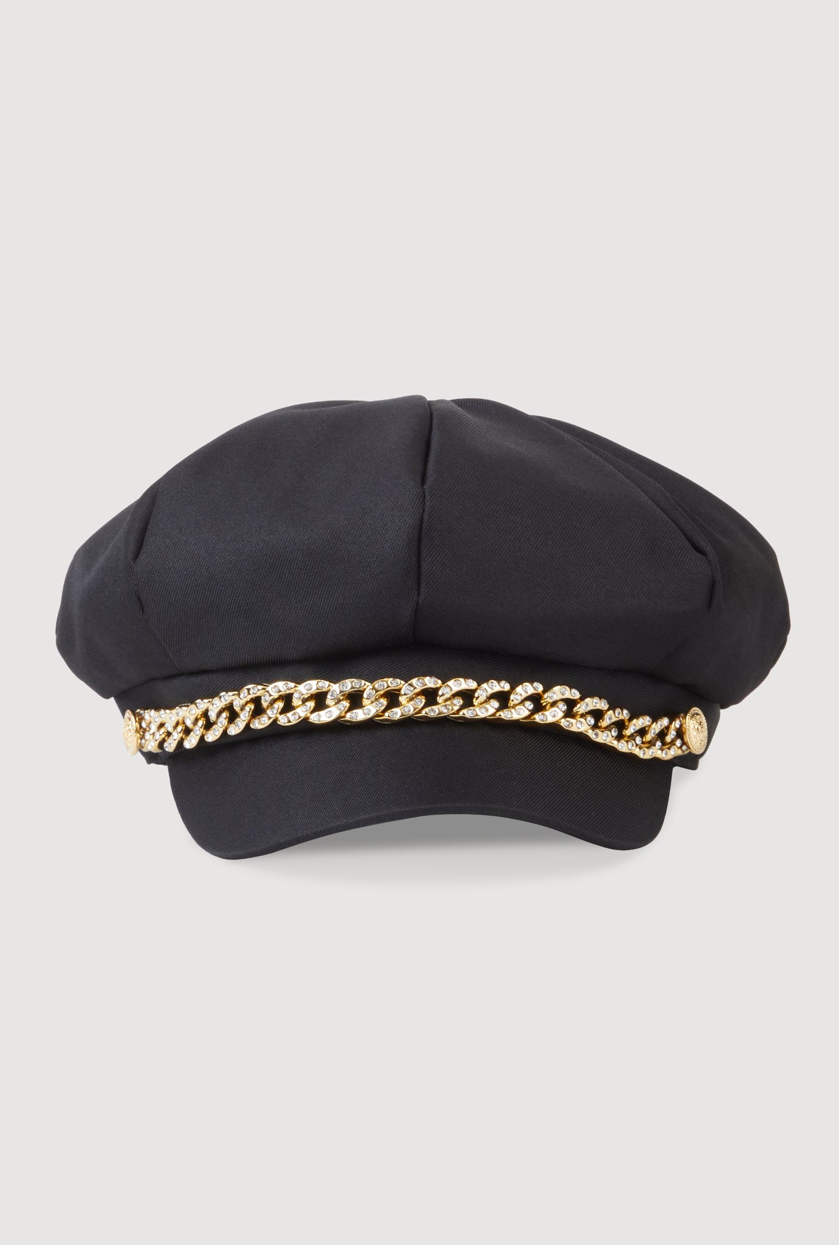 Womens Rhinestone Chain Detail Cabbie Hat Product Image
