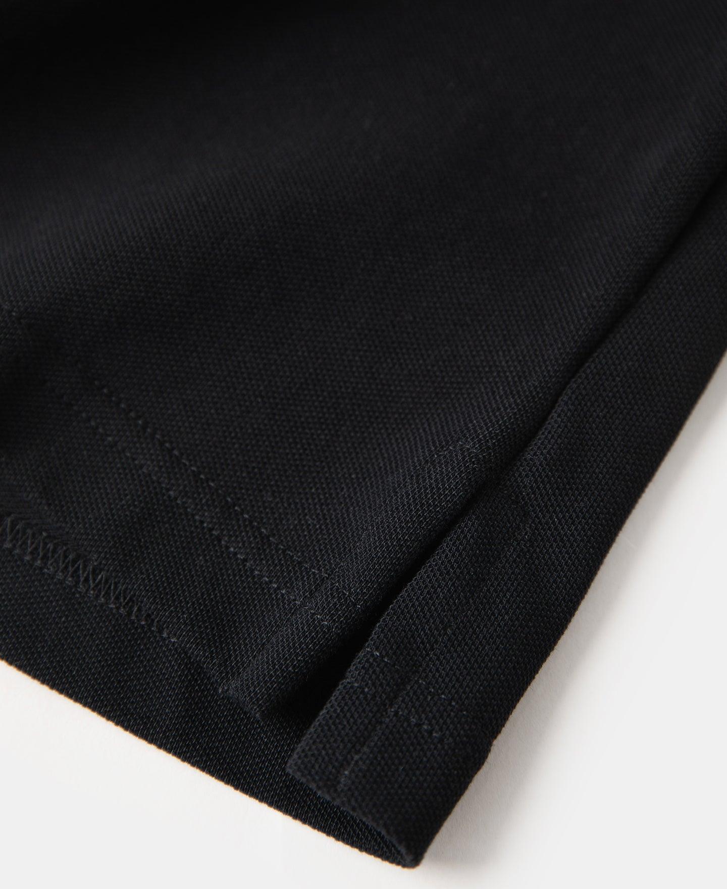 Raglan Sleeve Cotton-Piqué Polo Shirt - Black Product Image