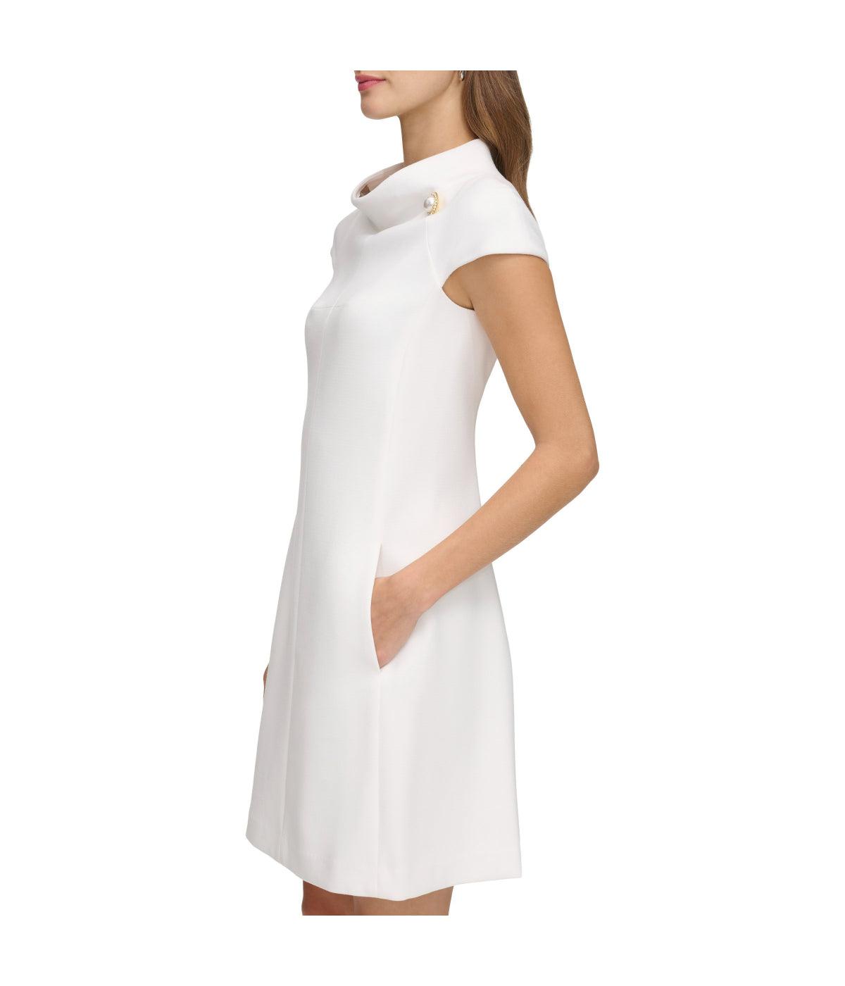 Cap Sleeve Roll Neck Shift Ivory Product Image