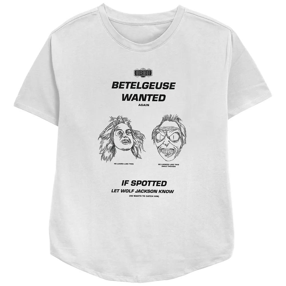 Women's Beetlejuice 2 Betelgeuse Wanted Relaxed Fit Graphic Tee, Size: XL, White Product Image
