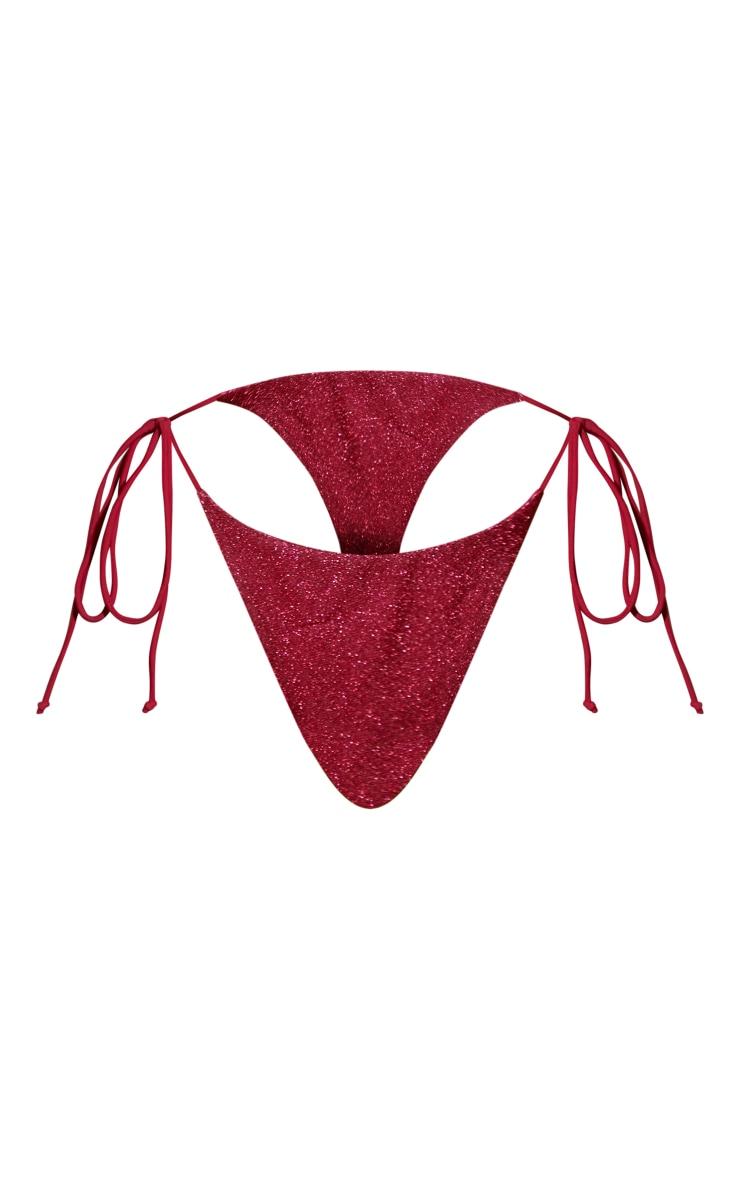Cherry Red Tie Side Bikini Bottoms Product Image