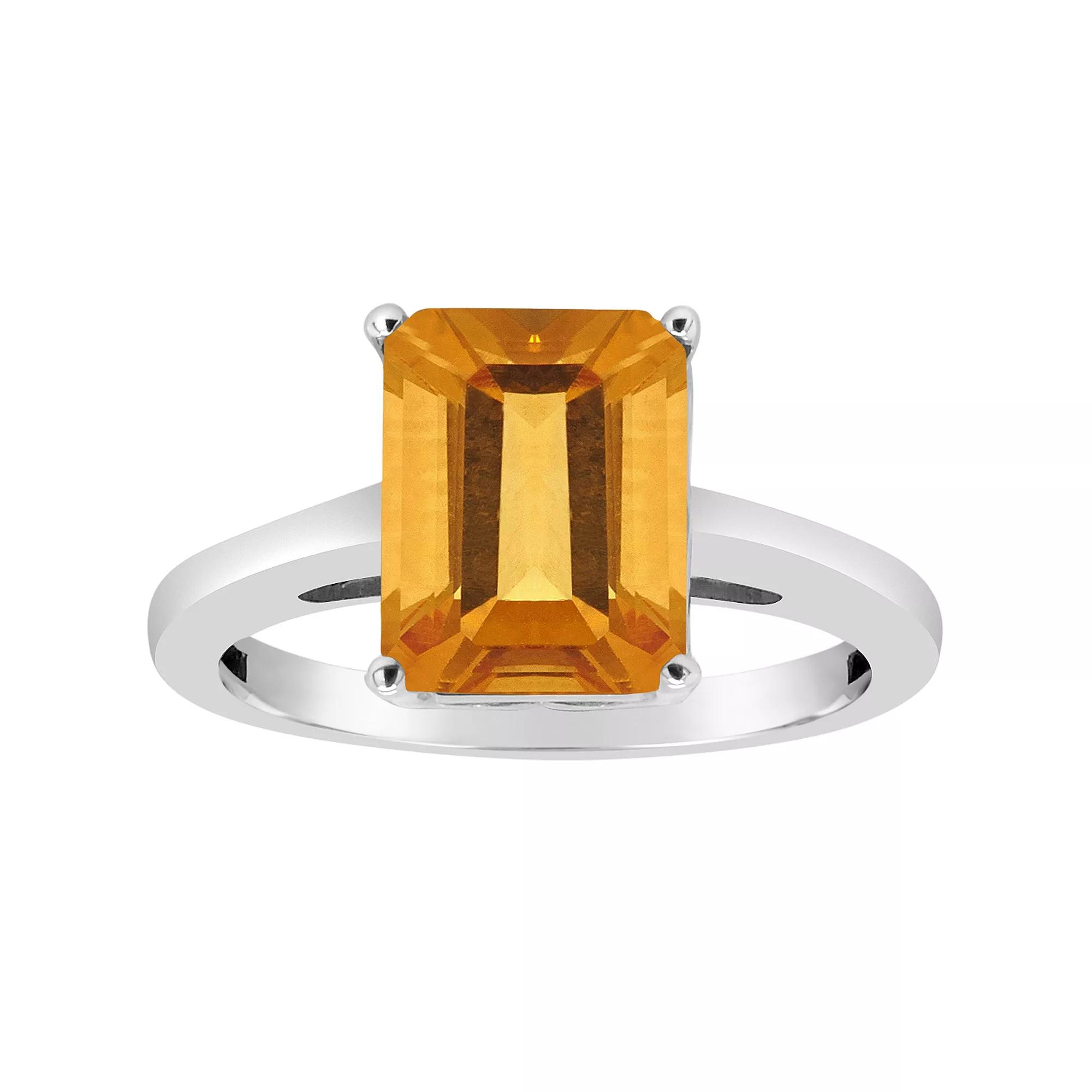 Alyson Layne 14k Gold Emerald Cut Citrine Solitaire Ring, Women's, Size: 9, 14k White Gold Product Image
