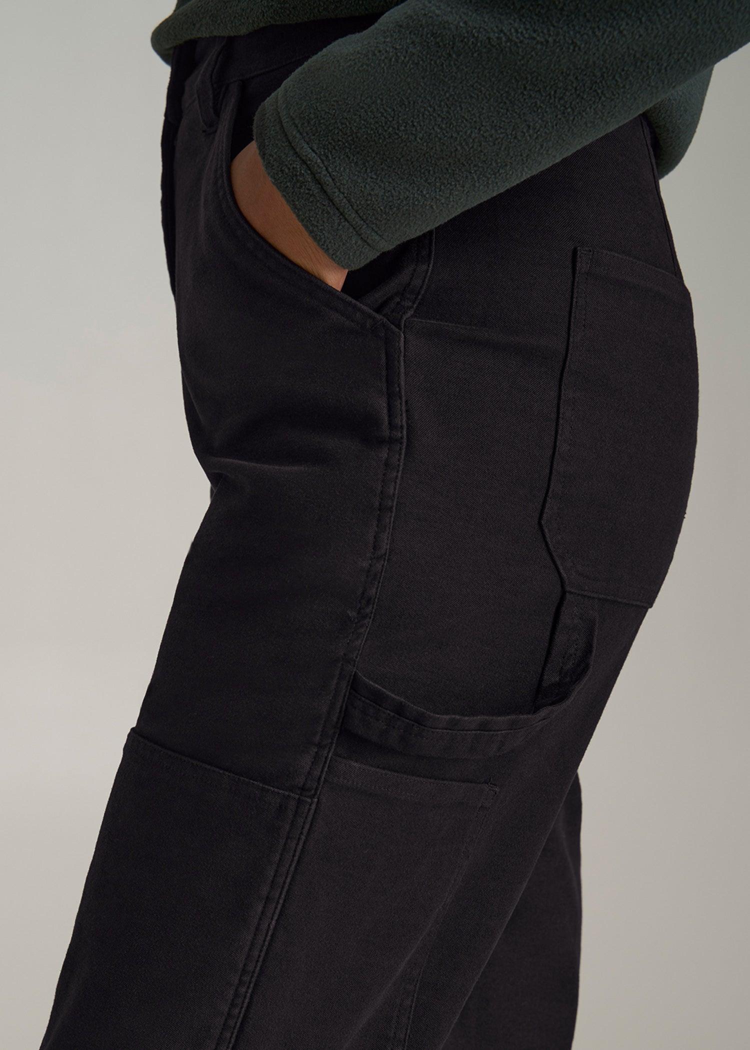 High-Waisted Carpenter Pocket Pants for Tall Women in Black Female Product Image