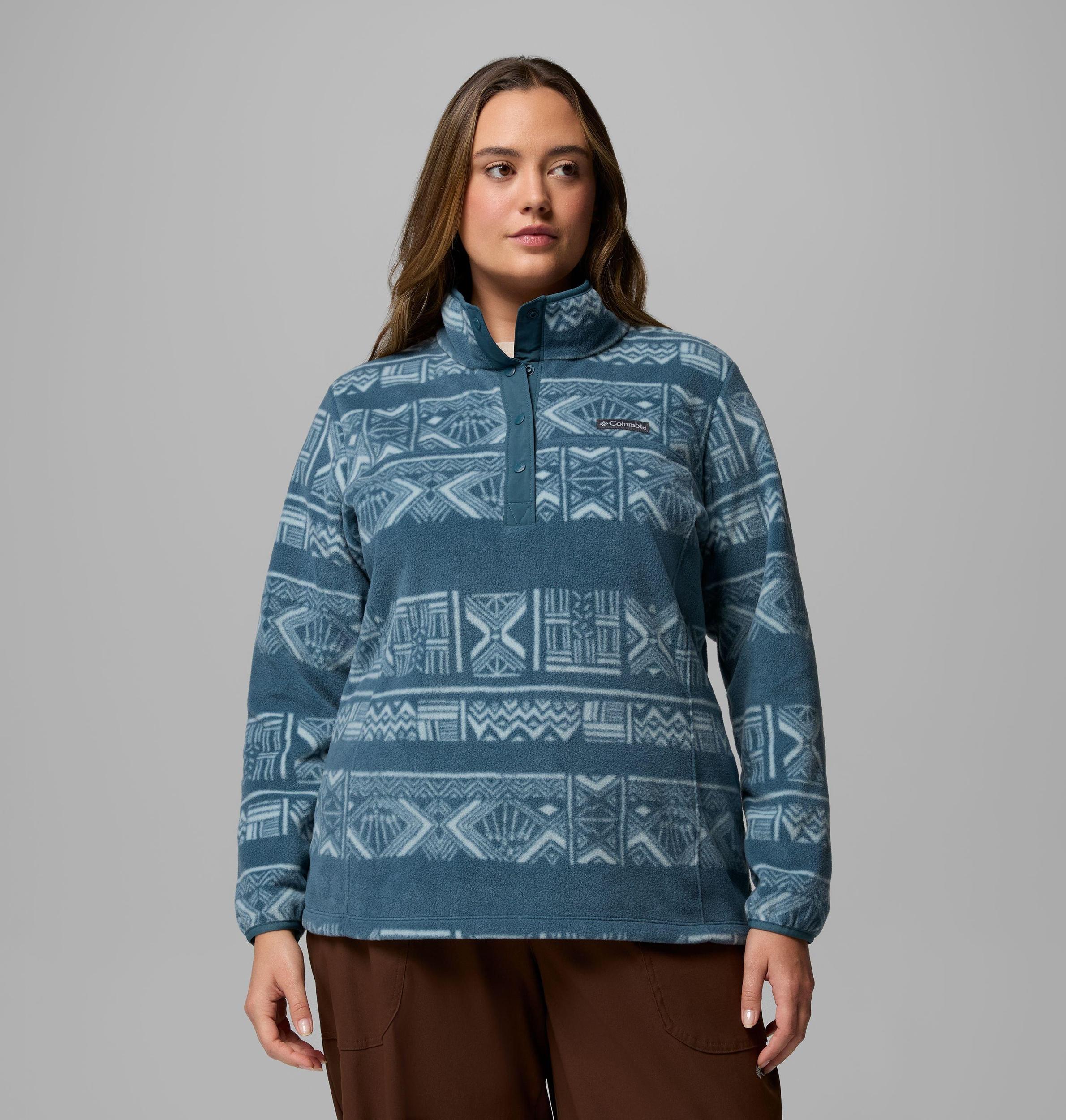 Columbia Womens Benton Springs Printed Half Snap Fleece Pullover - Plus Size- Product Image