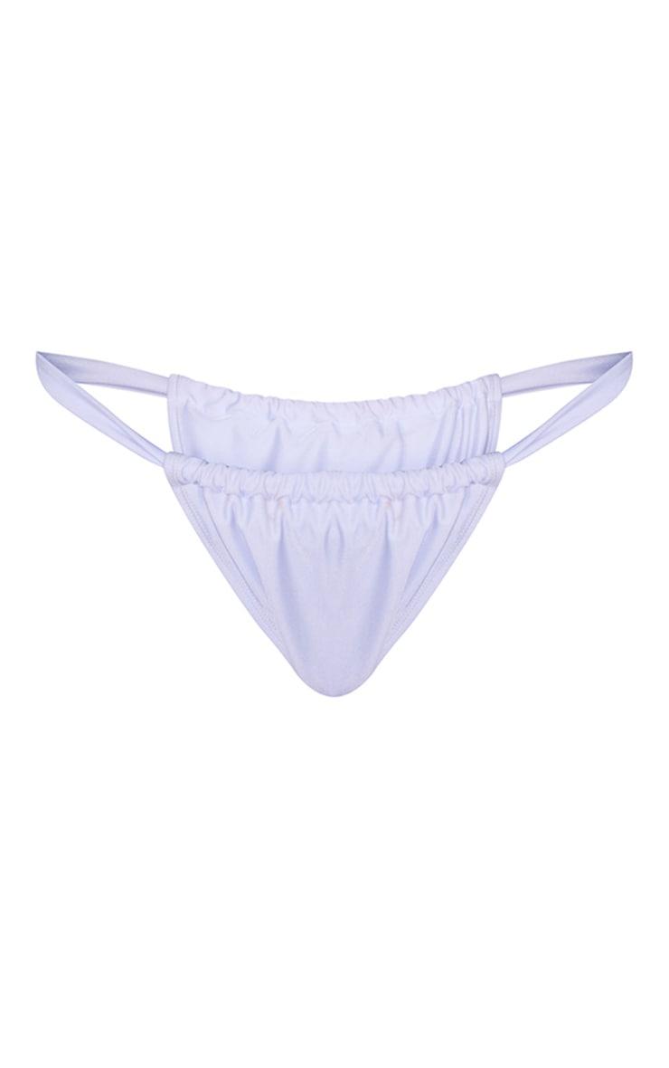White Tanga Ruched Bikini Bottoms Product Image