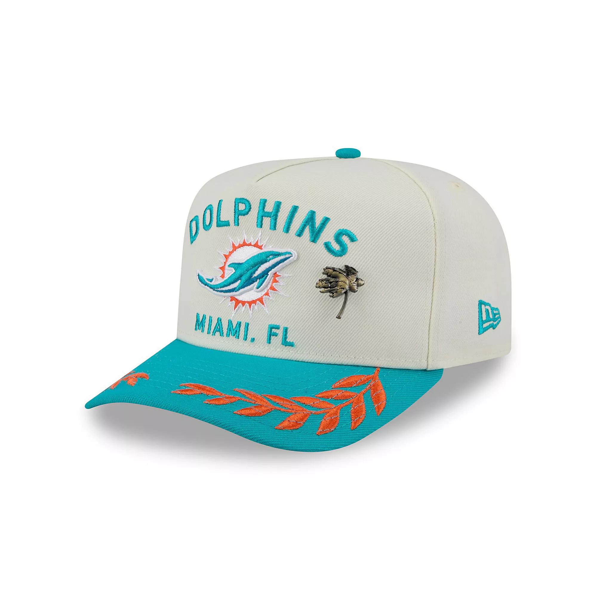 Men's New Era Cream/Aqua Miami Dolphins 2025 NFL Draft A-Frame 59FIFTY Fitted Hat, Size: 7 3/4, Beige Product Image