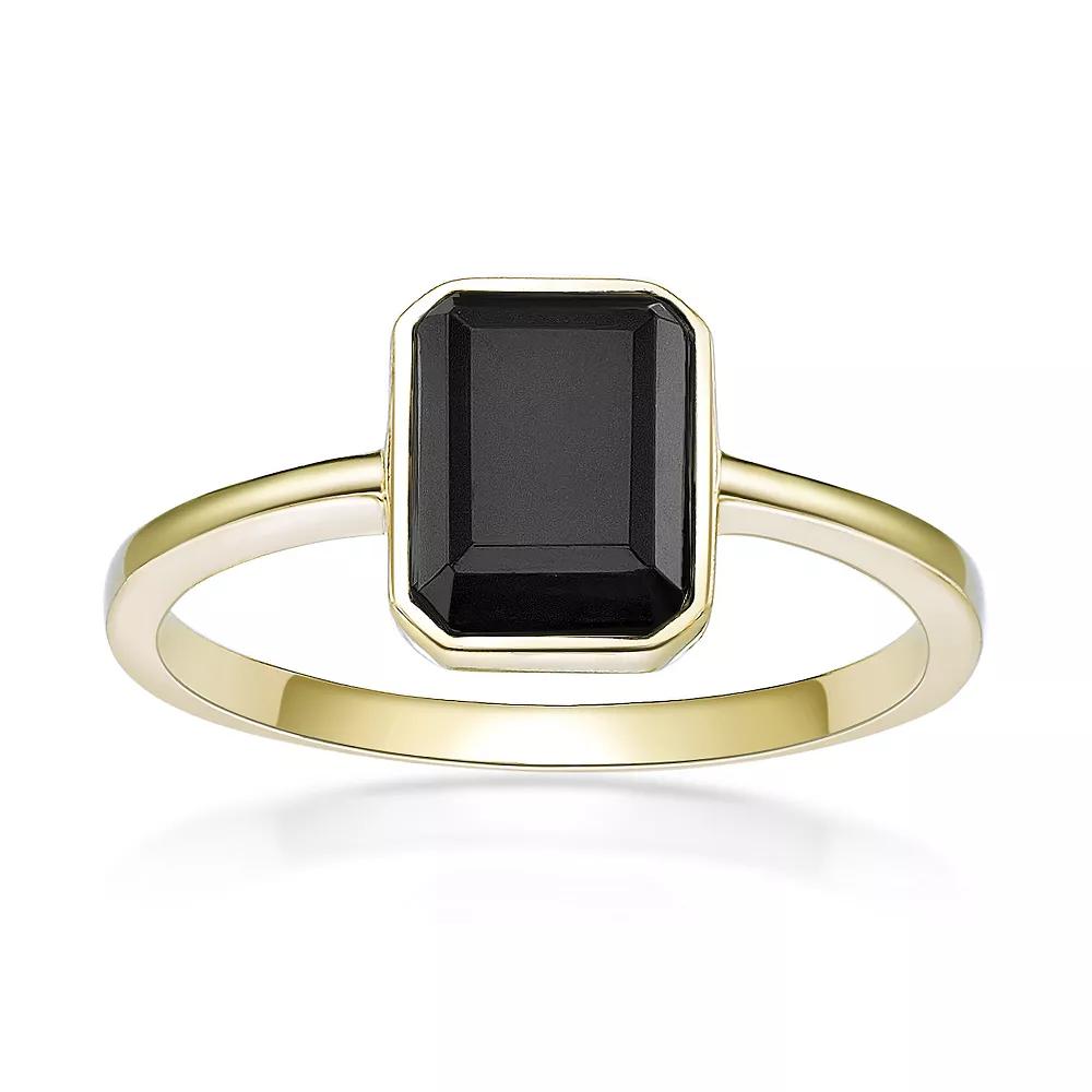 Gemminded 2 Micron Gold Over Silver Black Onyx Ring, Women's, Size: 7, Gold Tone Product Image