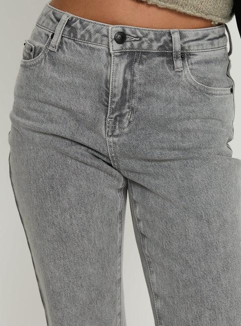 Magic Mirror Mid Rise Bootleg Jeans Washed Grey Product Image